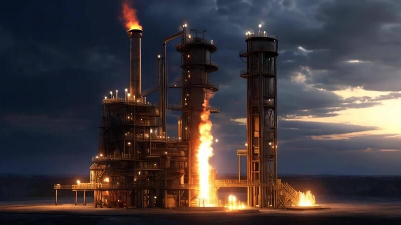 Câmp petrolier românesc cu pompe de extracție